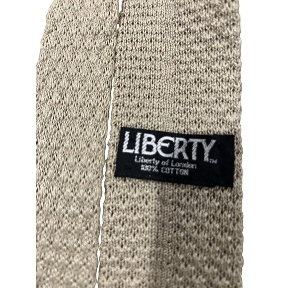 LIBERTY OF LONDON TIE MENS BEIGE KNITTED TEXTURE COTTON MADE ENGLAND Dry Cleaned - Picture 3 of 8